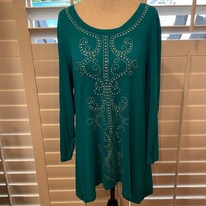 JM COLLECTION BEAUTIFUL TEAL TUNIC SIZE MEDIUM